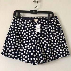 J.Crew navy polka dot pleated shorts (NWT)